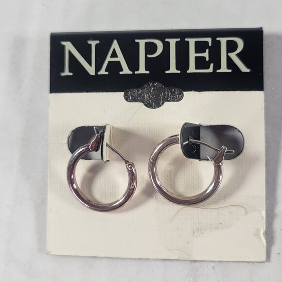 Napier Gold & Silver Tone Classic Elegant Tortoise Drops & Hoop Earrings Set - Picture 2 of 3